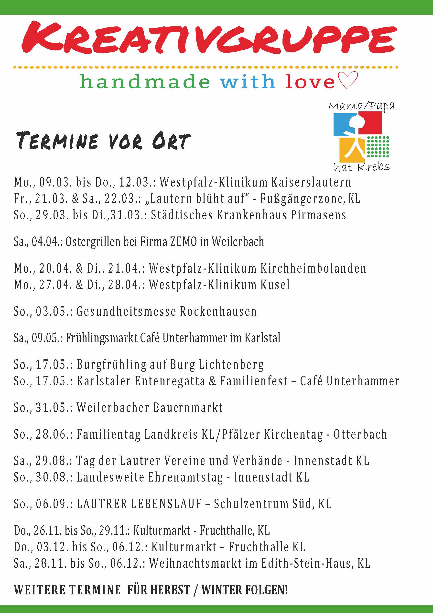 2026 Kreativgruppe Flyer Nr 1 für 26 Termine Übersicht final